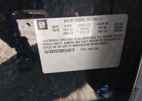 2016 Chevrolet Malibu 1Lt из США, поврежденный, VIN 1G1ZE5ST3GF310317